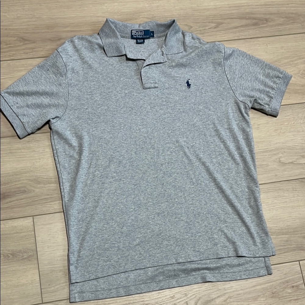 Polo Ralph Lauren Gray Polo Short Sleeve Shirt Mens Size Large Blue Pony